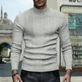 thumbnail image 1 of GrmtClth Mens Sweater Slim Fit Mock Neck Pullover Ribbed Thermal Sweater 2025 Fall Basic Long Sleeve Sweaters Light Gray M, 1 of 8