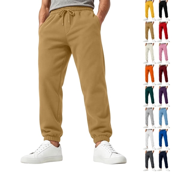 GrmtClth Mens Sweatpants Joggers with Pockets Tapered Relaxed Fit Casual Running Workout Pants Coffee 2XL