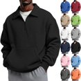 thumbnail image 1 of GrmtClth Mens Sweatshirt Quarter Zip Fall Pullover Collar Fleece Long Sleeve Sweatshirts Large Kangaroo Pocket Tops 2XL, 1 of 7
