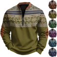 thumbnail image 1 of GrmtClth Mens Sweatshirts Quarter Zip Aztec Retro Geometric Printed Long Sleeve Western Cowboy Jacket for Men Fall Pullover M, 1 of 4