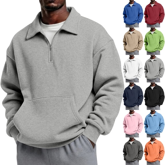 GrmtClth Mens Sweatshirts Quarter Zip Pullover Long Sleeve Golf Shirt 1/4 Half Zip Running Workout Pullover Tops Sweatshirt XL