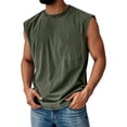thumbnail image 1 of GrmtClth Mens Tank Tops Summer Sleeveless Cut Off Muscle Shirt Workout Gym Running Beach Cotton Acid Wash Tee Shirts Retro Distressed Casual Heavyweight Pullover Army Green XL, 1 of 4