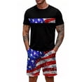 thumbnail image 1 of GrmtClth Mens Usa Flag 2 Piece Outfits Patriotic 4th Of July Tee and Shorts Set Breathable Short Sleeve Outfits Comfy Elastic Drawstring Clothes Blue 3XL, 1 of 4