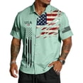 thumbnail image 1 of GrmtClth Mens Usa Flag Print Shirts Patriotic 4th Of July Top Spring Button Down T-Shirts Soft Short Sleeves Collared Clothing Mint Green L, 1 of 4