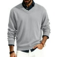 thumbnail image 1 of GrmtClth Mens V-Neck Sweaters Big and Tall V Neck Knit Sweaters Classic Basic Soft Comfy Long Sleeve Pullover Tops Light Gray 2XL, 1 of 6