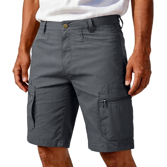GrmtClth Mens Water Resistant Ripstop Cargo Shorts 2026 Breathable Solid Color Short Pant Fishing Multi Pockets Outdoor Work Shorts Soft Clothes Gray M