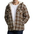 thumbnail image 1 of GrmtClth Mens Winter Jacket Plaid Fleece Sherpa Lined Hooded Insulated Jackets Coats Button Down Quilted Thermal Outerwear Big & Tall Outdoor Long Sleeve Jacket Khaki XXXL, 1 of 7