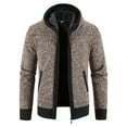 thumbnail image 1 of GrmtClth Mens Zip Up Hoodie Stylish Long Sleeve Sherpa Fleece Lined Knit Cardigan Sweater 2025 Fall Winter Warm Hooded Jackets Coat with Pockets Coffee M, 1 of 3