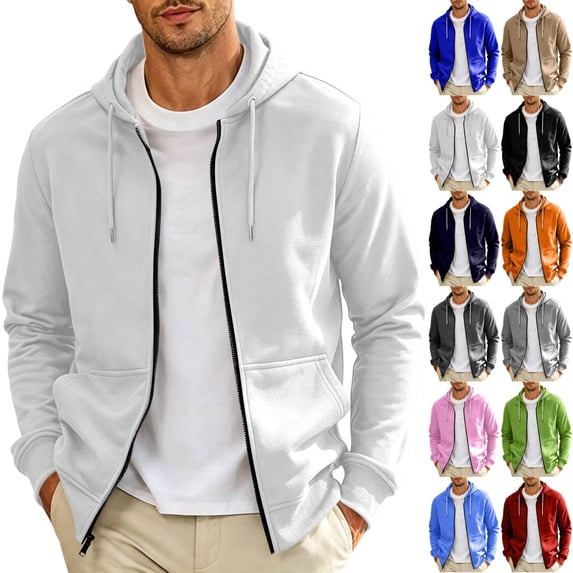 GrmtClth Mens Zip Up Hooded Sweatshirt Casual Coat Long Sleeve Hoodies Fashion Drawstring Sweatshirts Fall Winter Track Jackets with Pockets M