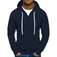 thumbnail image 1 of GrmtClth Mens Zip Up Hoodie Loose Fit Drawstring Hooded Sweatshirt Fall Casual Long Sleeve Pullover Tops Soft Outerwear with Pockets Navy XXXL, 1 of 4