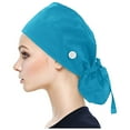 thumbnail image 1 of GrmtClth Nurse Caps for Women Bouffant Dentist Nursing Hats with Buttons Working Cap for Long Hair Sky Blue, 1 of 6