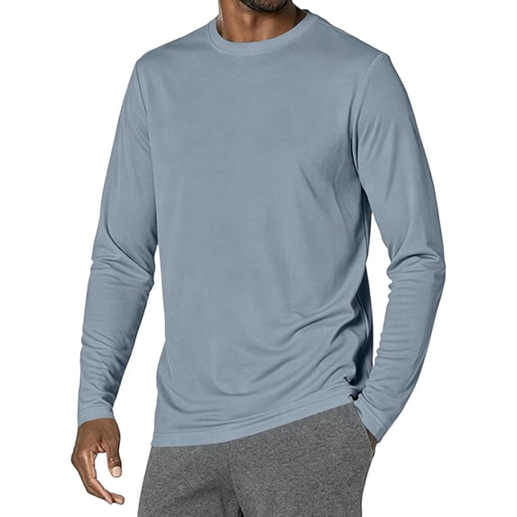 GrmtClth Outdoor Sport Crew Neck Long Sleeve Tops for Men, Solid Plain Loose Fit Casual All Season Workout Pullover Shirts Dark Gray S