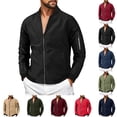 thumbnail image 1 of GrmtClth Outerwear for Men Full Zip Slim Bomber Wind Coat Functional Zipper Sleeve Pocket Spring Fall Transition Sport Jacket Black M, 1 of 5