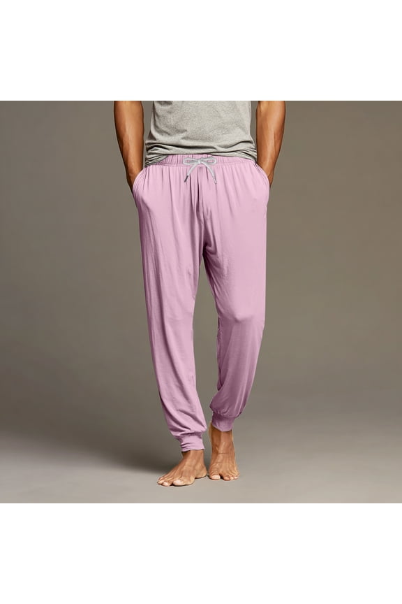 Pajama Pants Men Lightweight Lounge Jogger Night Pants Comfy Casual Pajama Bottoms with Drawstring & Pockets Pink M
