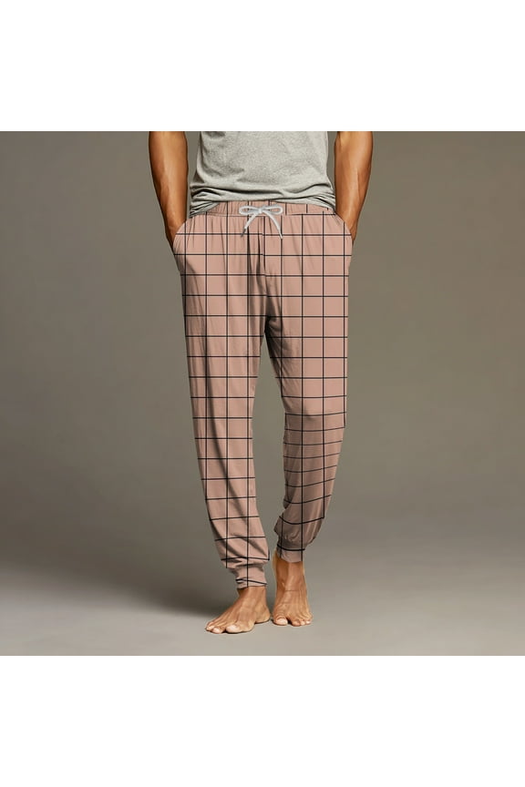Pajama Pants Men Lounge Plaid Jogger Sleepwear Comfy Classic Pj Bottoms with Drawstring & Pockets Watermelon Red M