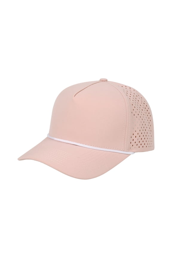 Pink Performance Quick Dry Baseball Cap with Rope Trim Perforated Breathable Hat for Everyday Outdoor Activities