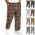 thumbnail image 1 of GrmtClth Plaid Pants for Men Elastic Waist Loose Lounge Checkered Sleepwear with Pockets Red 2XL, 1 of 6