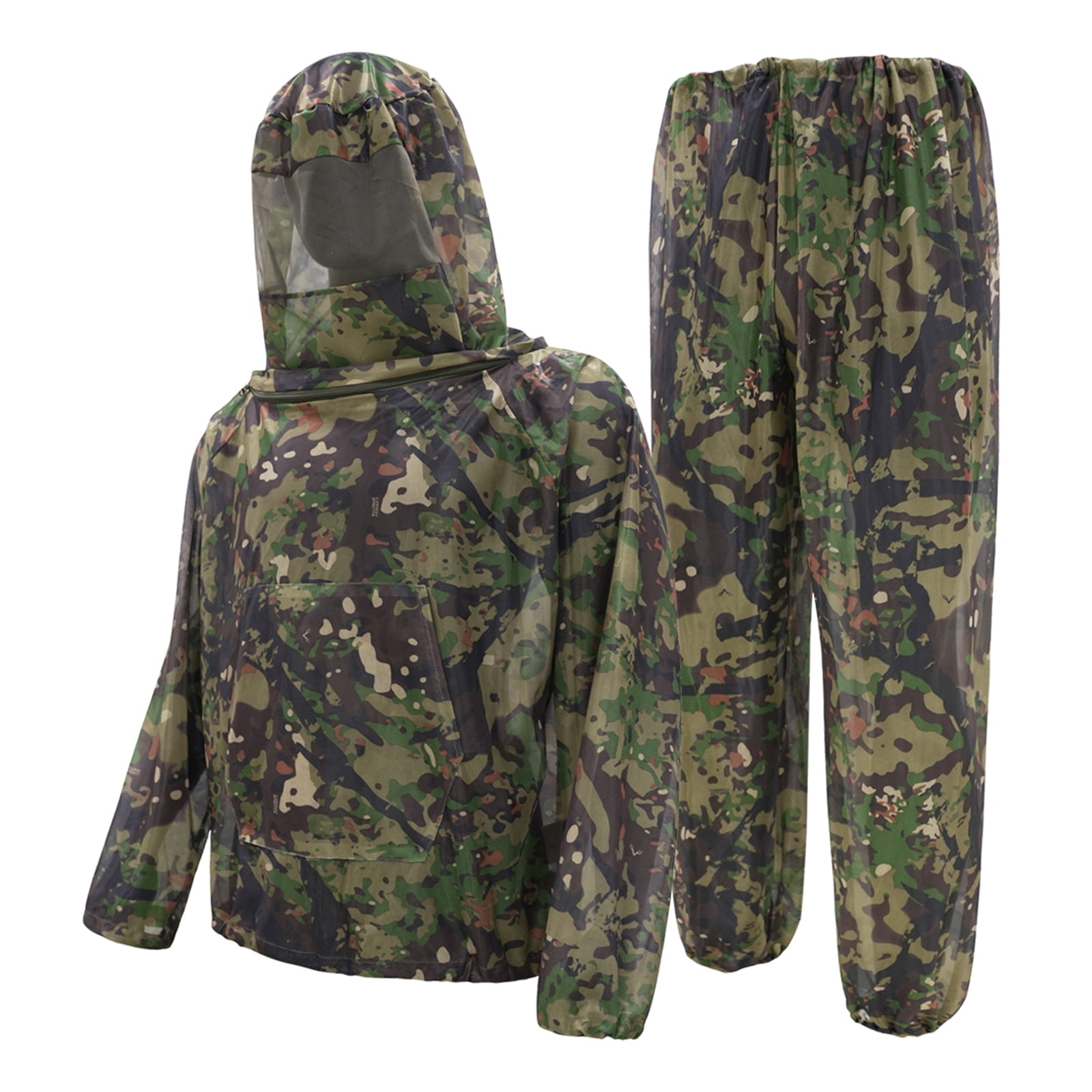 GrmtClth Portable Foldable Camo Mesh Anti Mosquito Two Piece Suit