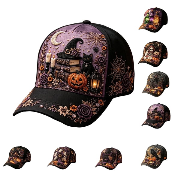 GrmtClth Pumpkin Ghost Halloween Baseball Cap Printed Trucker Hat Spooky Holiday Accessory Adjustable Black Dad Hat for Adults Party Wear
