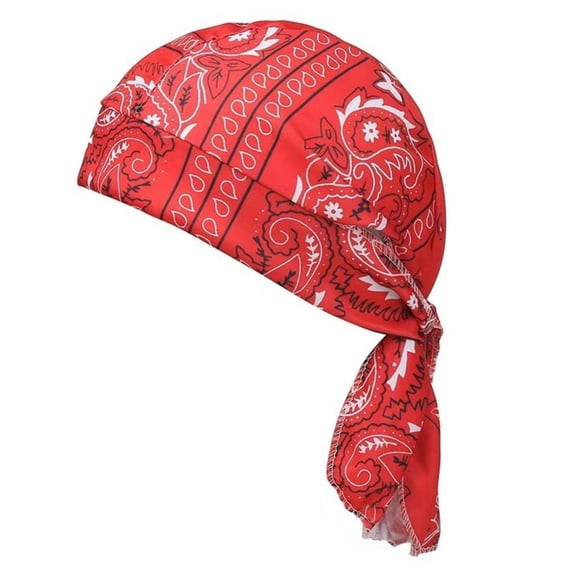 GrmtClth Red Lightweight Durag for Chemotherapy, Printed Bandana Doo Rag, Comfortable Head Scarf for Cancer Patients