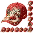 thumbnail image 1 of GrmtClth Reindeer Christmas Baseball Cap Printed Trucker Hat Cute Holiday Costume Accessory Adjustable Red Dad Hat for Adults Festival Daily Wear, 1 of 8