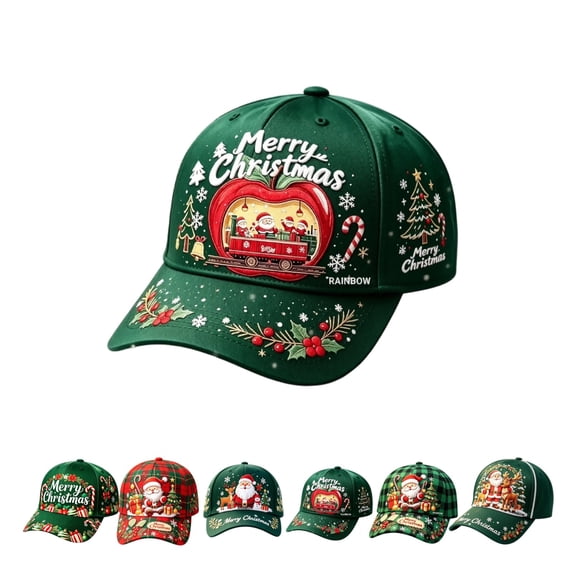 GrmtClth Santa Christmas Baseball Cap Printed Trucker Hat Festive Holiday Costume Accessory Adjustable Green Dad Hat for Adults Party Daily Wear