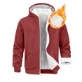 thumbnail image 1 of GrmtClth Sherpa Lined Hoodies for Men Thick Winter Fleece Lined Zip Up Hooded Sweatshirt Loose Fit Warm Long Sleeve Coat Jackets Deep Red S, 1 of 9