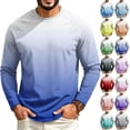 thumbnail image 1 of GrmtClth Shirts For Men Seamless Ombre Gradient Long Sleeve Crewneck Shirts Loose Relaxed Fit Lightweight Spring Fall Athletic Daily Pullover Tops Blue L, 1 of 7