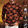 thumbnail image 1 of GrmtClth Shirts for Men Halloween All Over Sleeve Printed Raglan Pumpkin Ghost Witch Spooky Adult Costume Tops Dark Gray 3XL, 1 of 5