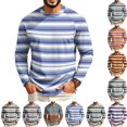 thumbnail image 1 of GrmtClth Shirts for Men Retro Multi Color Stripe Raglan Sleeve Long Sleeve Crew Neck Lightweight Street Casual Pullover Tees Purple 2XL, 1 of 5