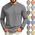 thumbnail image 1 of GrmtClth Shirts for Men Soft Striped Raglan Long Sleeve Crewneck Pullover Retro Autumn Leisure Walking Shirts Black XL, 1 of 5