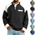 thumbnail image 1 of GrmtClth Shirts for Men Waffle Textured Polo Button Closure Long Sleeve All Season Casual Matching Top Black S, 1 of 5