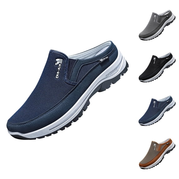 GrmtClth Slip‑On Shoes for Men Lightweight Backless Walking Loafers Wide Toe‑Space Comfort Insole Outdoor Travel Daily‑Use Sneakers