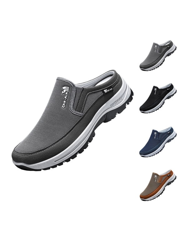Slip‑On Shoes for Men Outdoor Hiking Slip‑On Mule Shoes Lightweight Build Soft Insole Backless Casual Travel Loafers