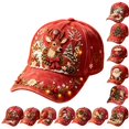 thumbnail image 1 of GrmtClth Snowman Christmas Baseball Cap Printed Trucker Hat Cute Winter Holiday Costume Accessory Adjustable Red Dad Hat for Adults Festival Wear, 1 of 7
