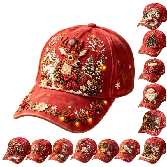 GrmtClth Snowman Christmas Baseball Cap Printed Trucker Hat Cute Winter Holiday Costume Accessory Adjustable Red Dad Hat for Adults Festival Wear