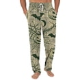 thumbnail image 1 of GrmtClth Soft Drawstring Pocket Men Loungewear Trousers Stretch Halloween Crow Pumpkin Leaf Pajama Pants Elastic Waist Sleep Bottoms Casual Joggers Green 2XL, 1 of 5