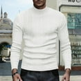 thumbnail image 1 of GrmtClth Sweaters for Men Casual Mock Neck Pullover Tops Ribbed Thermal Sweater 2025 Fall Solid Long Sleeve Sweaters White M, 1 of 8