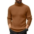 thumbnail image 1 of GrmtClth Sweaters for Men Casual Turtleneck Pullover Solid Ribbed Knit Thermal Sweater 2025 Fall Winter Long Sleeve Sweaters Brown M, 1 of 4