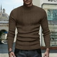 thumbnail image 1 of GrmtClth Sweaters for Men Slim Fit Mock Neck Pullover Tops Ribbed Warm Sweater 2025 Fall Lightweight Long Sleeve Sweaters Coffee S, 1 of 8