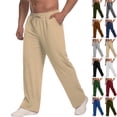thumbnail image 1 of GrmtClth Sweatpants Straight Leg Open Bottom For Men Elastic Drawstring Waist Soft Fabric Side Pockets Everyday Casual Loungewear Pants Khaki S, 1 of 5