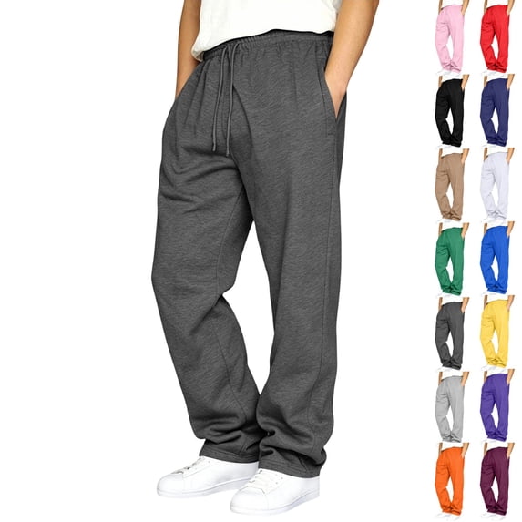 GrmtClth Sweatpants for Men Relaxed Baggy Wide Leg Lightweight Fabric Gym Training Pants With Deep Storage Pockets