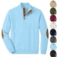 thumbnail image 1 of GrmtClth Sweatshirts for Men Business Casual Sweater Long Sleeve Button Collar Pullover Knitwear with Elbow Patches for Office Work Daily Fashion Sky Blue 5XL, 1 of 6