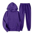 thumbnail image 1 of GrmtClth Sweatsuits for Men 2 Pieces Gym Jogging Fleece Lined Tracksuit Set Outdoor Elastic Waist Sweatpants Outfits for Men Purple M, 1 of 4