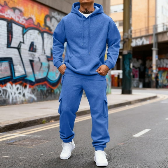 GrmtClth Track Suits Mens 2 Piece Sets Hombre Jogging Suits Comfort Soft Outfits for Men Blue XXL