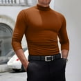 thumbnail image 1 of GrmtClth Turtle Neck Shirt Men Long Sleeve Soft Warm Undershirt 2025 Fall Winter Lightweight Pullover Coffee L, 1 of 4