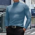 thumbnail image 1 of GrmtClth Turtle Neck Shirt Men Long Sleeve Stretch Warm Undershirt 2025 Winter Lightweight Pullover Tops Blue XXL, 1 of 5