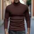 thumbnail image 1 of GrmtClth Turtleneck Men Slim Fit Long Sleeve Sweater Knitted Warm Pullover 2025 Fall Winter Comfy Sweaters Brown XL, 1 of 8