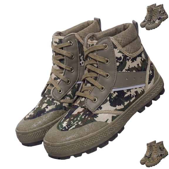 GrmtClth Unisex Men Women Camo Print Canvas High Top Boots Lace Up Reinforced Toe Anti Slip Rugged Outsole Outdoor Working Daily Wear Shoes