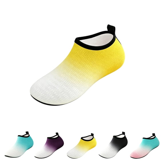 GrmtClth Unisex Oversized Quick Drainage Water Shoes Gradient Print For Beach Camping And Snorkeling Trips Yellow 35(US/5)